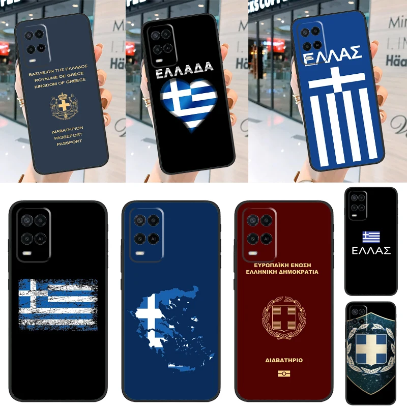 Greece Greek National Flag For OPPO A74 A54 A94 A5 A9 A31 A53 A15 A16 A17 A57 A77 A57s A52 A72 A91 A93 A76 A96 Case