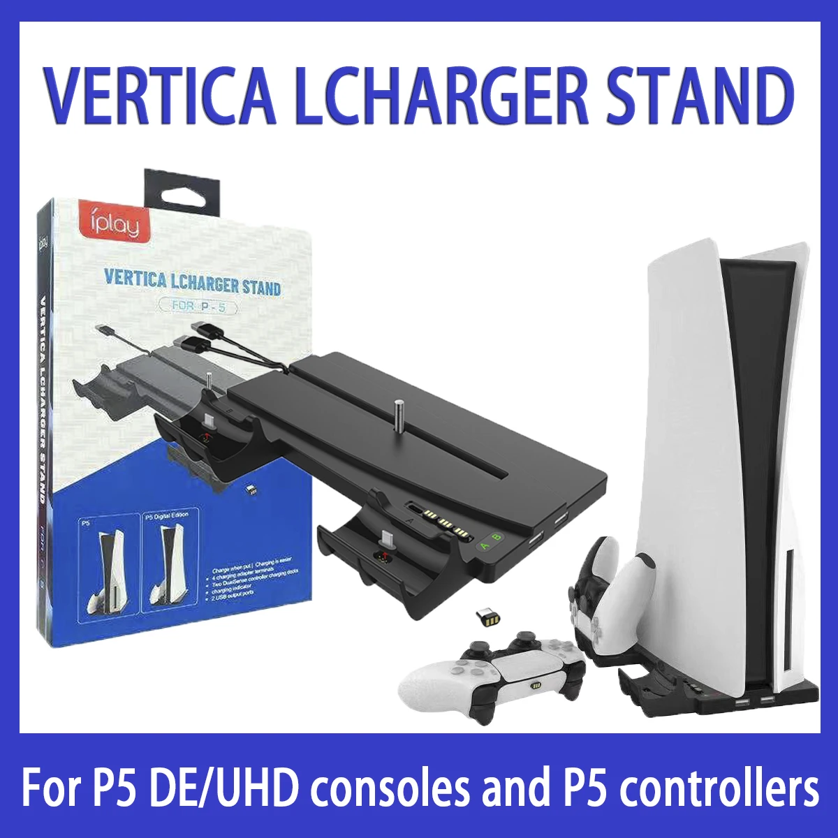 

Вертикальная подставка 2-в-1 для консолей PS5 DE/UHD HBP-269, двойная зарядная док-станция для контроллеров PS5