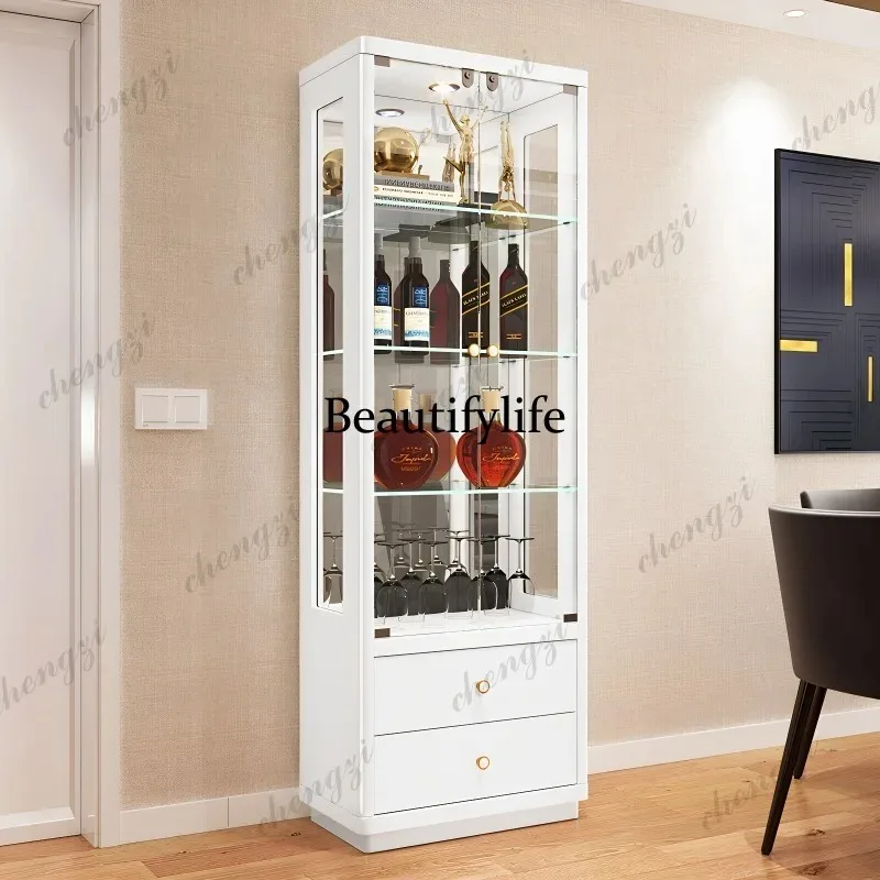 CC182 Simple modern living room multi-functional wall with lock display cabinet double door glass decorative cabinet