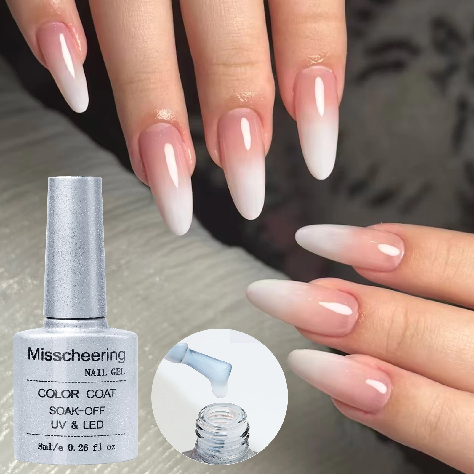 Misscheering 7.5ml Solución Universal de Proteína para Uñas, Gel Esmalte de Uñas Removible UV LED, Efecto Ombre, Diseño de Arte de Uñas, Calidad de Salón