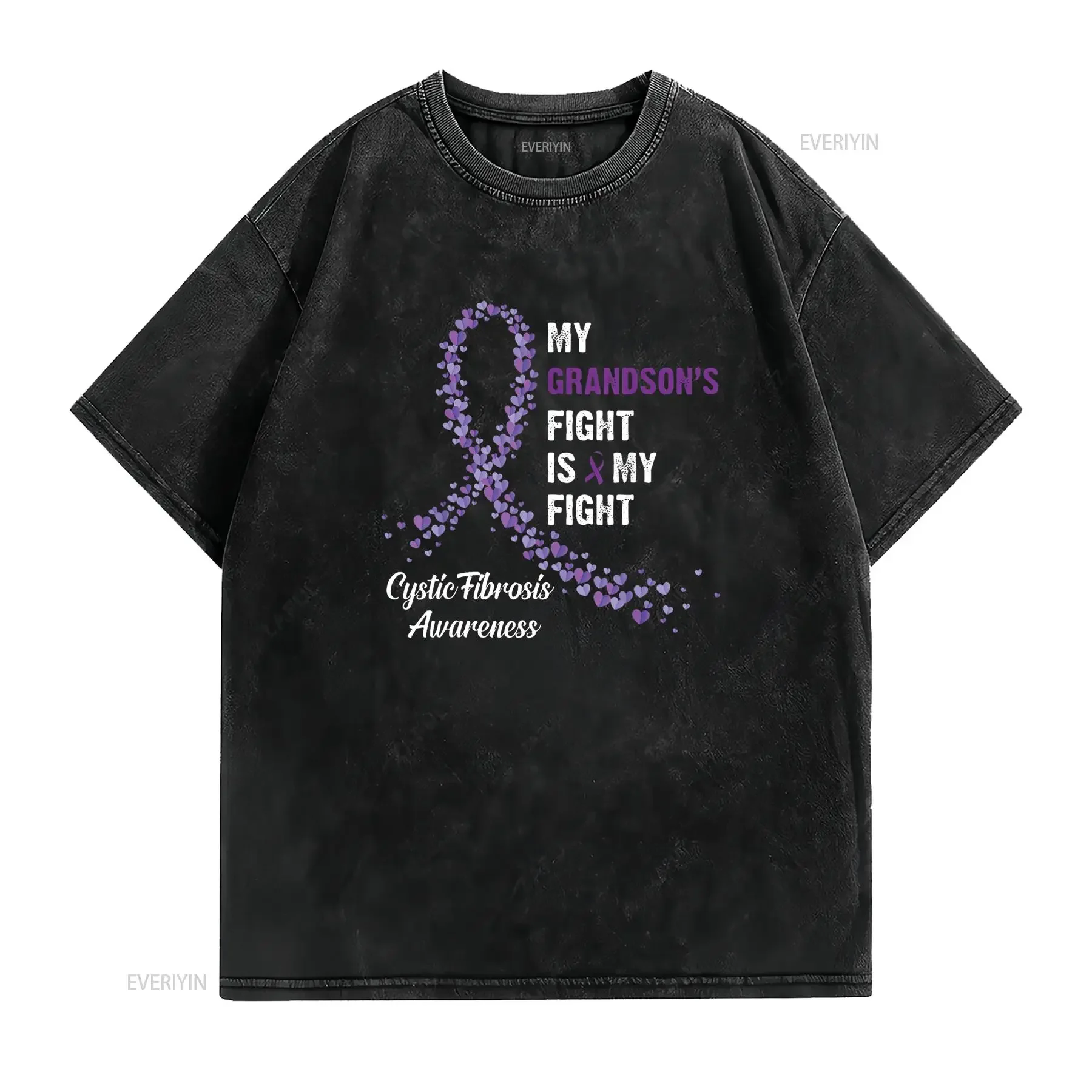 Womens My Grandson s Fight Cystic Fibrosis Awareness T Shirt Black 2X Large vintage Washed graphic Breathable Stylish