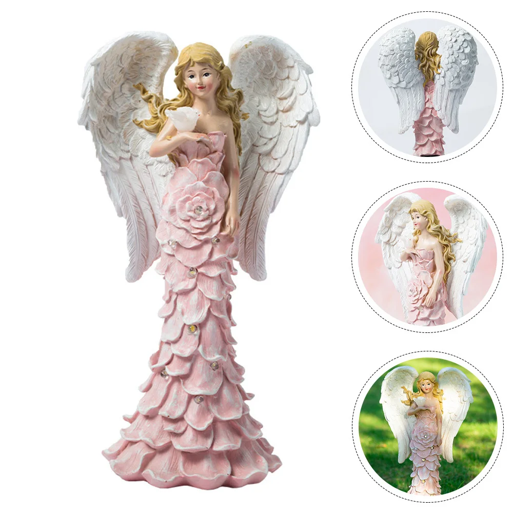 

Resin Angel Solar Powered Lamp Durable Outdoor Garden Statue Yard Lawn Solar Spot Lights Garden Decor Light Adornment
