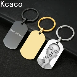 Custom Laser Engrave Photo Text Tag Key Chain Stainless Steel Personalized Name Date Key Ring  Anniversary Gift Daily Jewellery