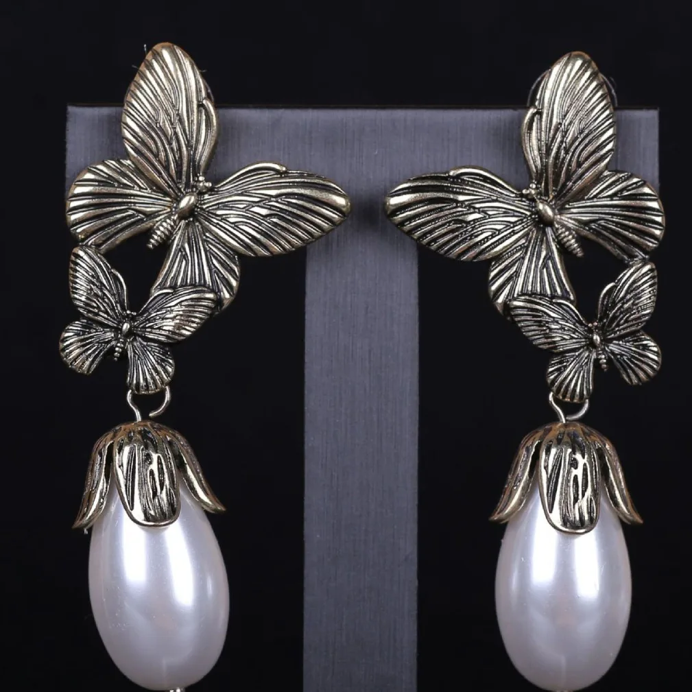 

2024 new butterfly earrings exaggerated fashion retro handmade original earrings female free delivery