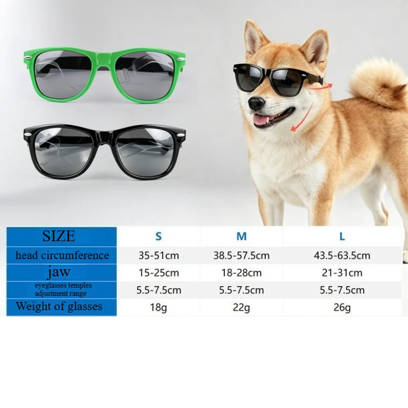 Pet Goggles for Dogs Uv Protection Dog Sunglasses Eyeglasses Temples Scalable Weaving Transparent Strap Black Green Cool NEW