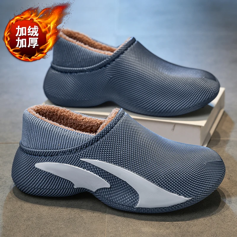 Autumn Men's Winter Slippers Outdoor Cotton Boots Indoor Fur Warm Cloud Slippers Shoes Man Anti-slip House Plush Slippers