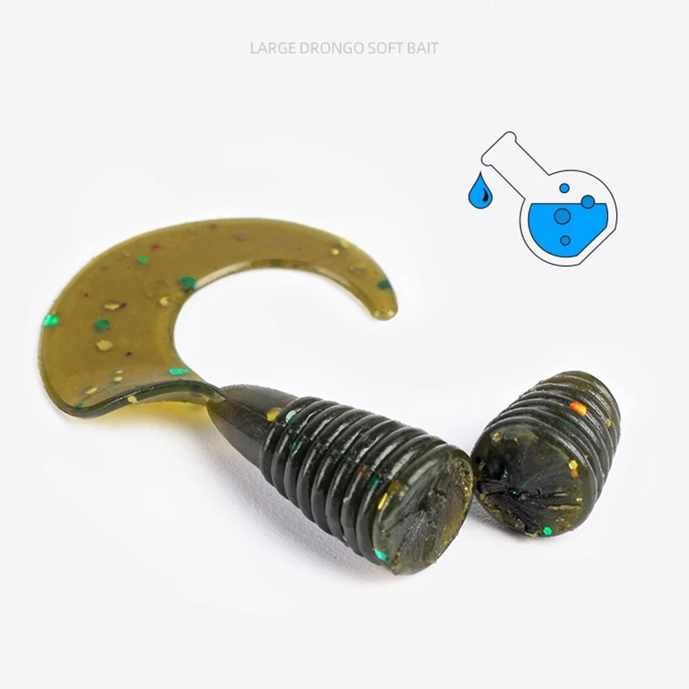 20개입 소형 그럽 소프트 루어 35mm 50mm 60mm 70mm PVC 실리콘 컬리 테일 베이트 낚시용 루어 (락피싱, 파이크, 배스, 송어, 잉어용)