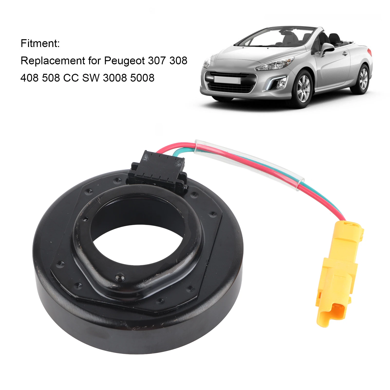 AC Compressor Clutch Coil 2 Pin Air Conditioning Magnetic Electromagnetic Clutch Coil Replacement for Peugeot 307 308 408 508