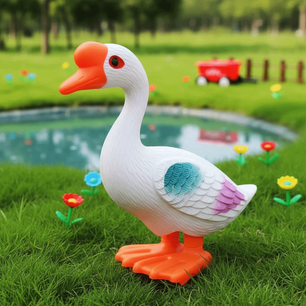 Plastic Material Clockwork Jump Toy Jumping Mechanism Cute Design Simulation Animal Toy Novelty Feature Bounce Goose Toy