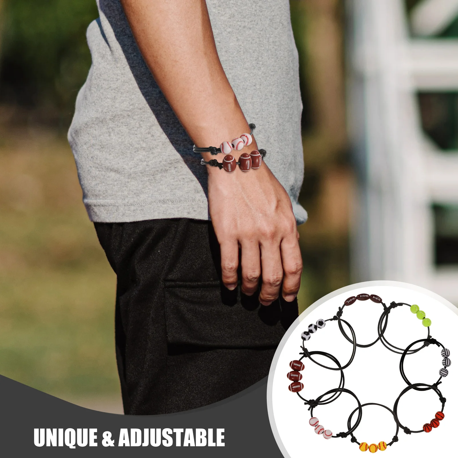 

8 шт. спортивный браслет, регулируемый шар, браслеты с подвесками, шикарные украшения для любителей дня рождения, регулируемый браслет