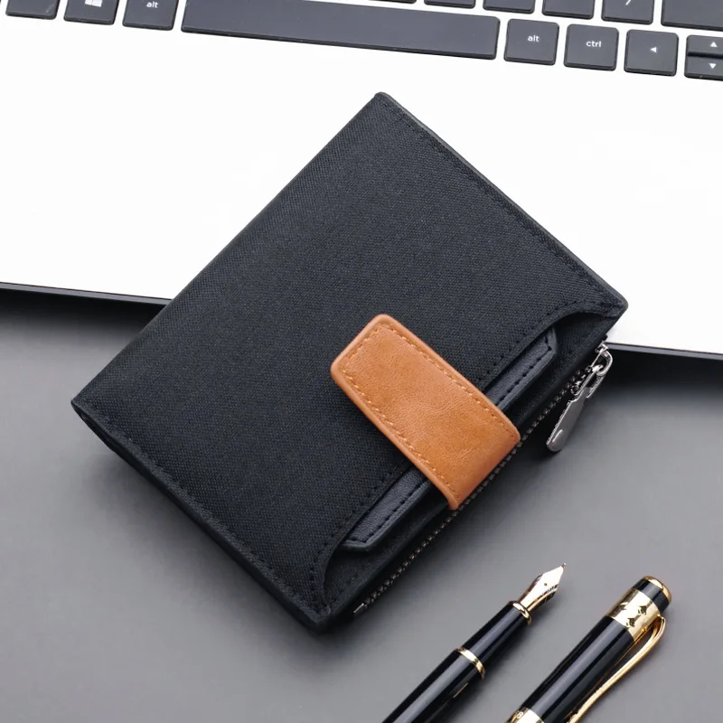 2022 New Canvas Purse Men\'s Buckle ID Card Bag Large Capacity Multi Card Slot Driver\'s License Wallet Zipper Zero Wallet Trend