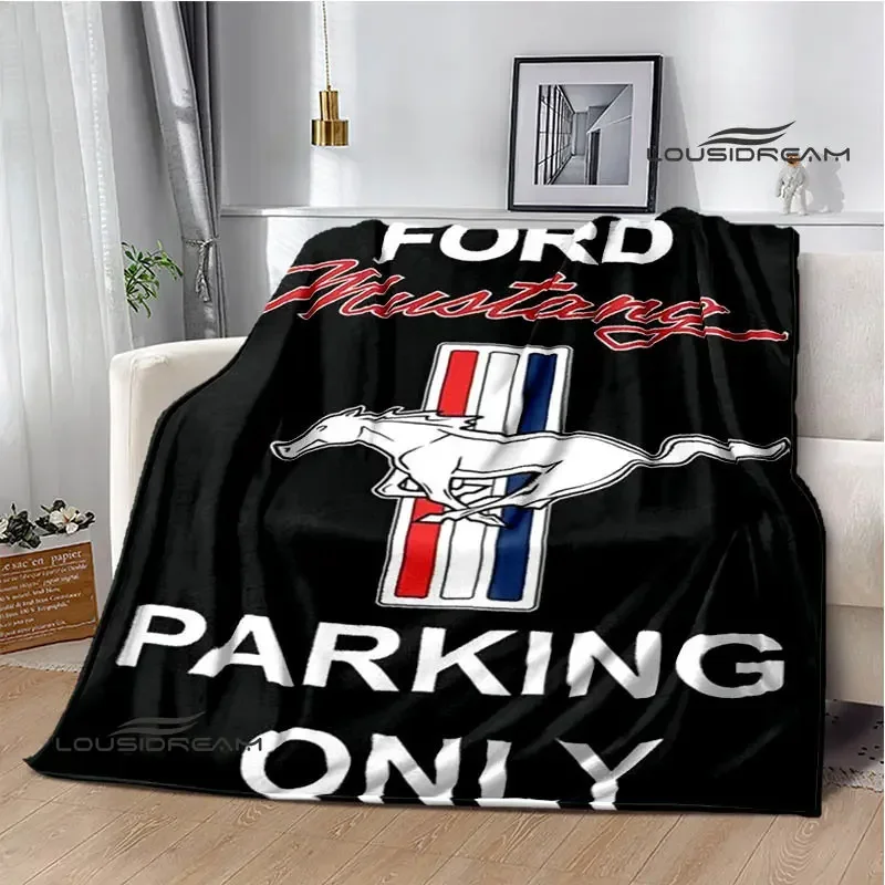 Mustang car logo printed blanket Flannel Blanket Warm blankets for beds rainbow Picnic birthday present