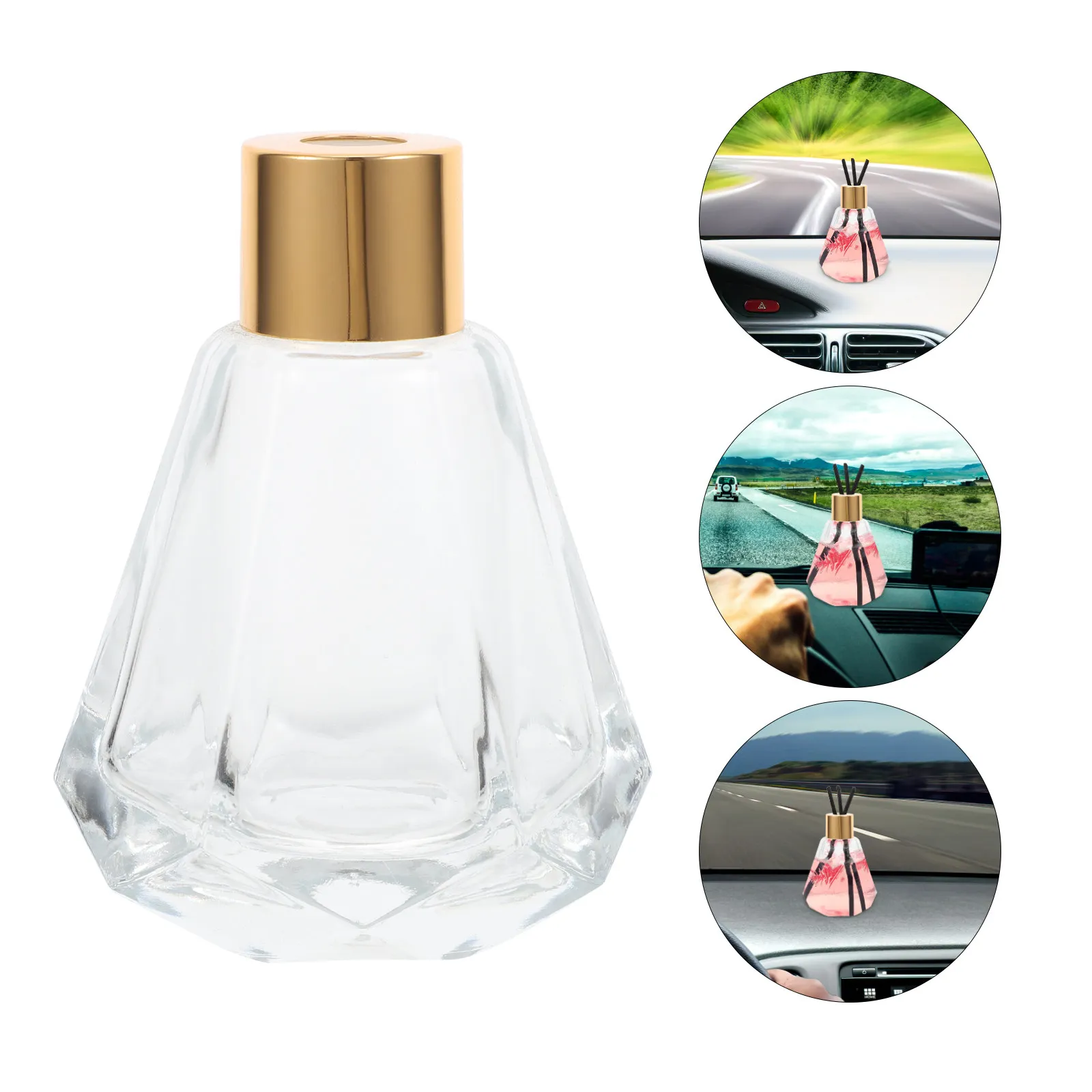

2Pcs Empty Diffuser Bottles Glass Refillable Aroma Containers Essential Oil Diffuser for Home Car Table Decoration Replacement