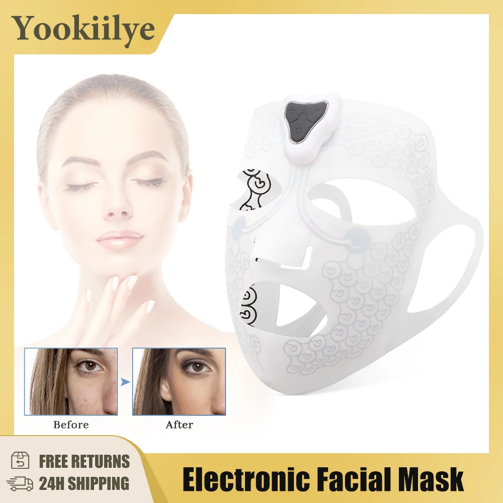 Silicone Facial Mask Electric EMS V Face Massager Anti Wrinkle Magnet Massage Face Lifting Slimming Machine Skin Care Tools