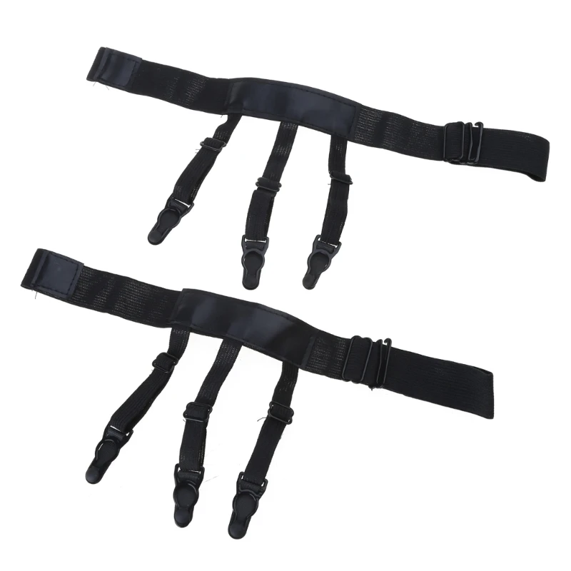 Herren-Hemdhalter, verstellbar, elastisch, Hemdhalter, Strumpfbänder, Hemdhalter mit rutschfesten Verschlussklammern für Schwarz