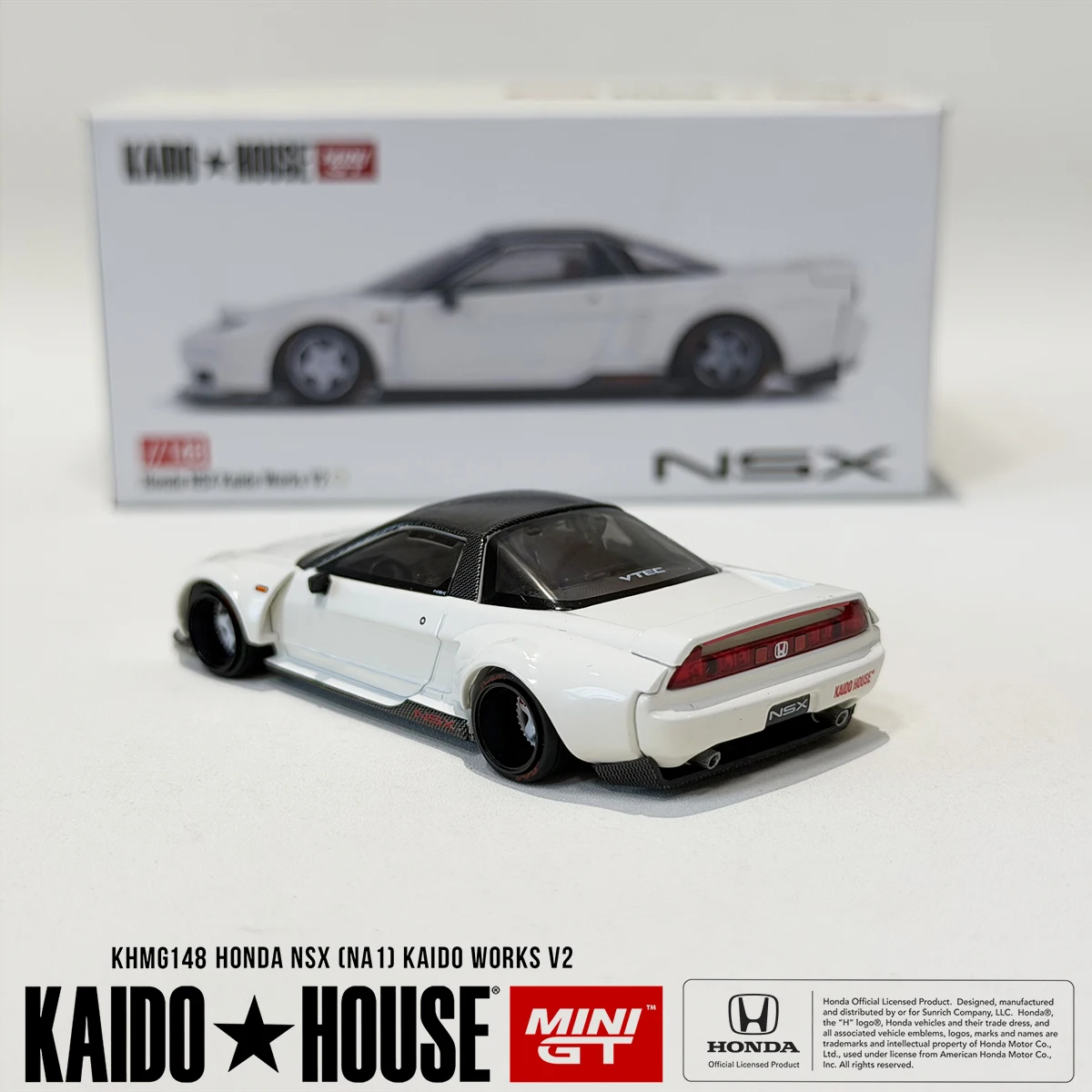 In Stock KHMG148 Kaido House x MINI GT 1:64 Honda NSX (NA1) Works V2 White Diecast Car Model (Openable Rear Engine Cover)
