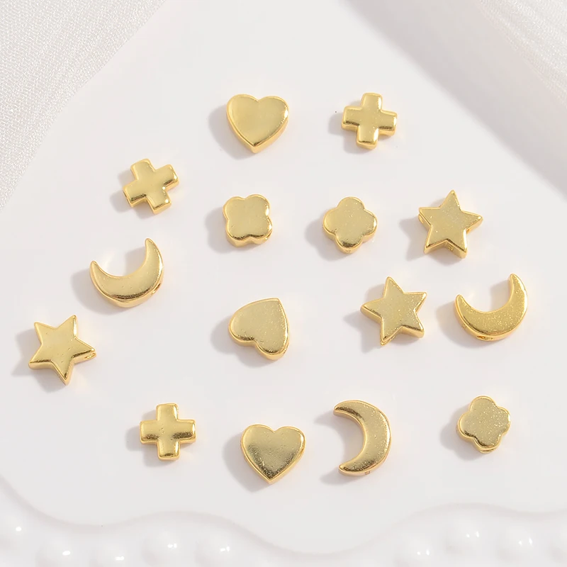 925 Sterling Silver Loose Spacer Beads Star/Heart/Moon/Four Leaf Clover Shape Beads, DIY Necklace Bracelets Jewelry Making SZ44