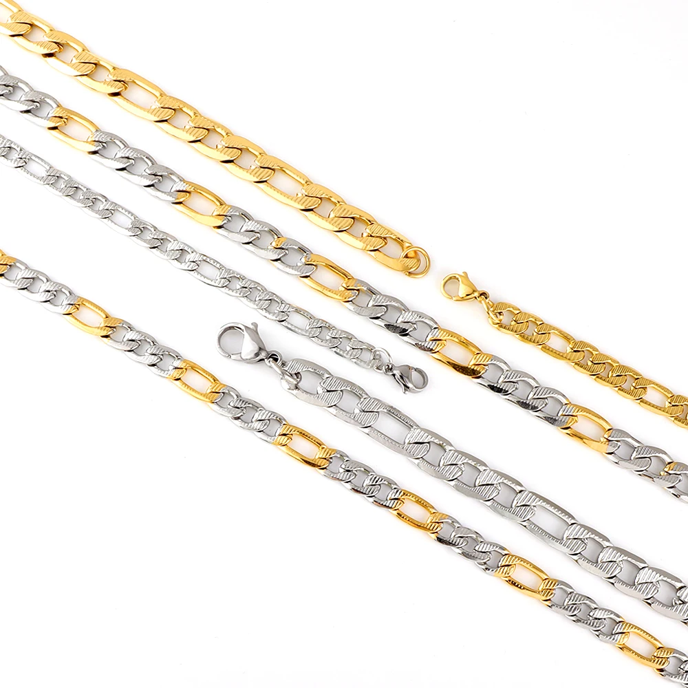 ASON Cuban Chain Necklace Women Men Stainless Steel Gold Color Link Chains Choker Female Male Collar Diy Accessories Gift