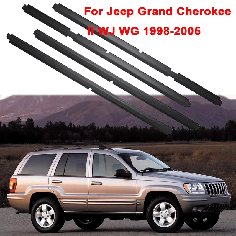 

4Pcs Car Window Weather Strip Window Glass Waterproof Pressure Strip Sealing StripFit for Jeep Grand Cherokee II WJ WG 1998-2005