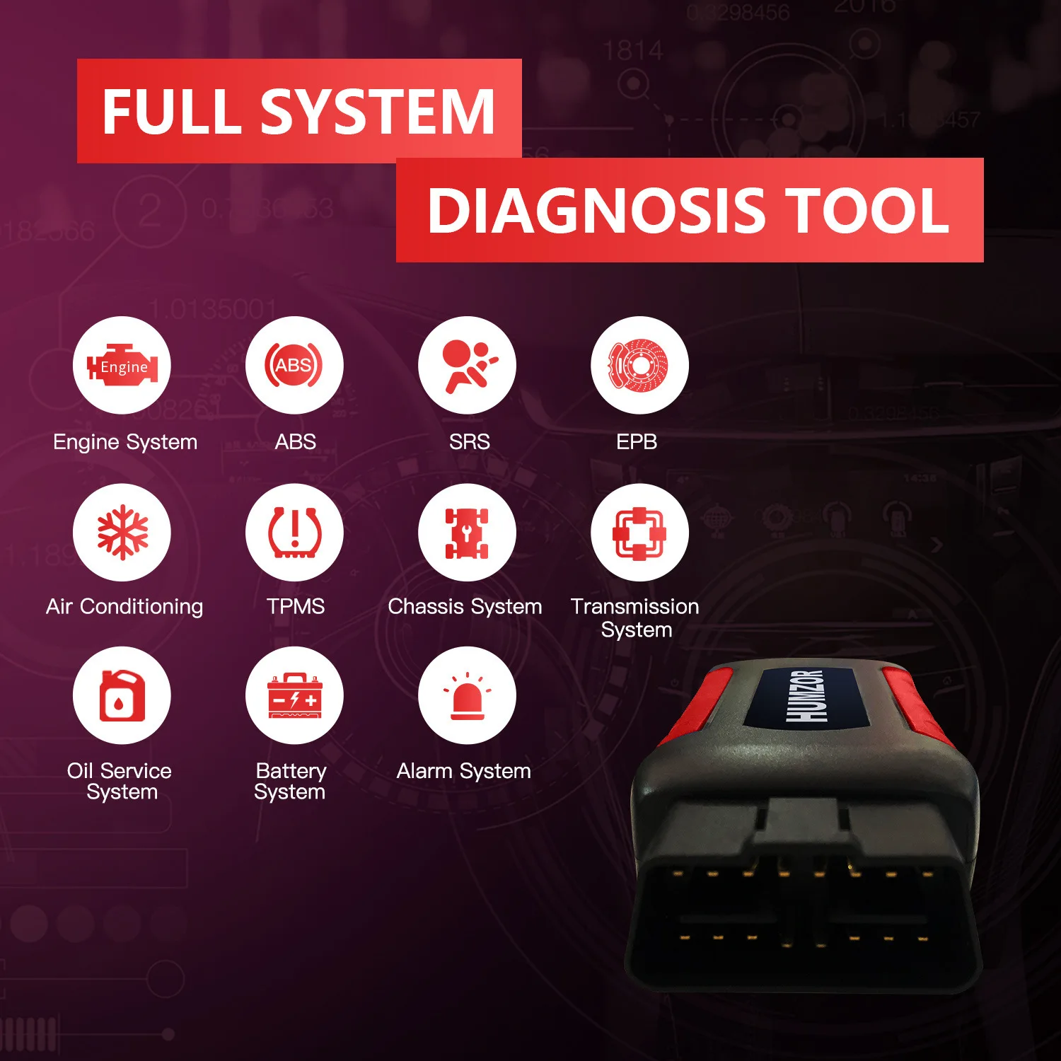 Humzor NexzDAS ND606 Full Systems Diagnostic Actuation Test Reset Service 12V/24V Cars and Heavy Duty Trucks Key Programming