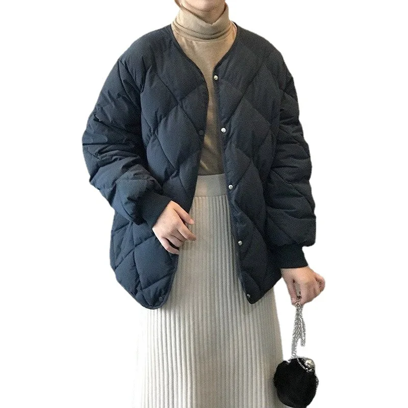 DressWomen'S Lightweight , Small White Duck Down Jacket, Diamond Pattern, Short Women'S Clothing, New, Winter