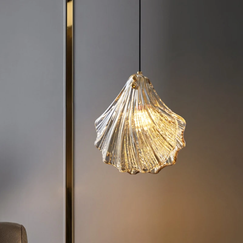 Elegant Shell Glass Pendant Lights - Ideal for Bedroom, Bathroom & Restaurant-A10G