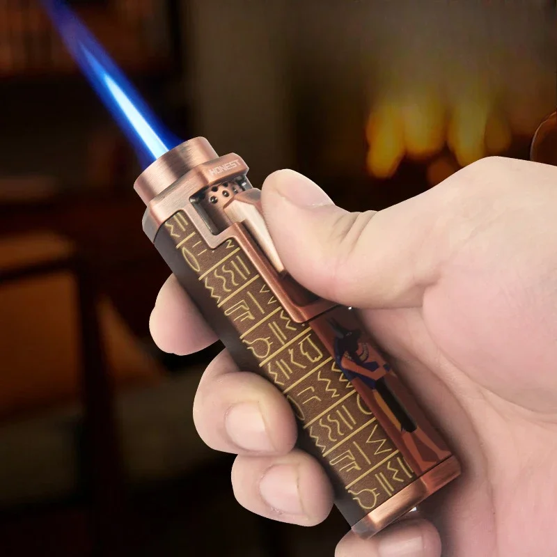 HONEST Strong Blue Flame Lighters 9MM Retractable Head Stereoscopic Embossed Craftsmanship Fine Patterns Adjustable Flame Size.