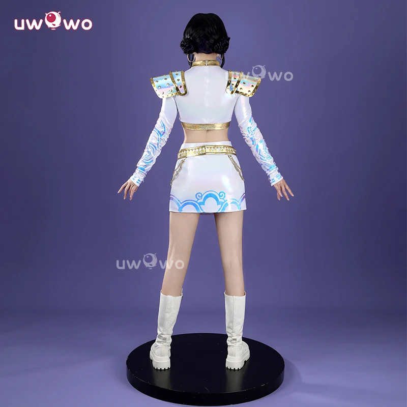 UWOWO Zoey Cosplay Collab Series: Kpop Huntrix Zoey Biały Holograficzny Kostium Cosplay na Występ XS-3XL Kostium na Halloween
