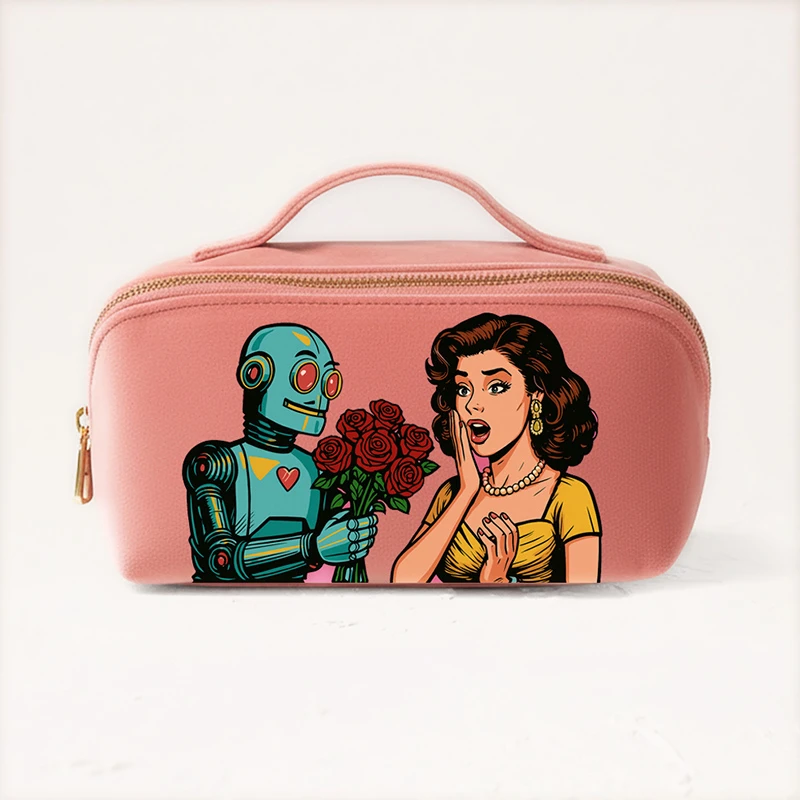 

Velvet Cartoon Printed Portable Cosmetic Bag,zipper Cosmetic Storage Organizer,travel Wash Pouch,girl Makeup Bag Birthday Gift