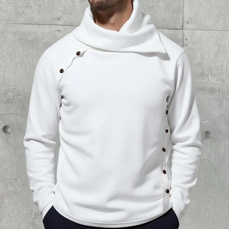 

Men's Thickened Stacked Turtle Neck Pullover Knit Sweatshirt British Style Plain Color Long Sleeve Casual Top Daily Wear XXXXL