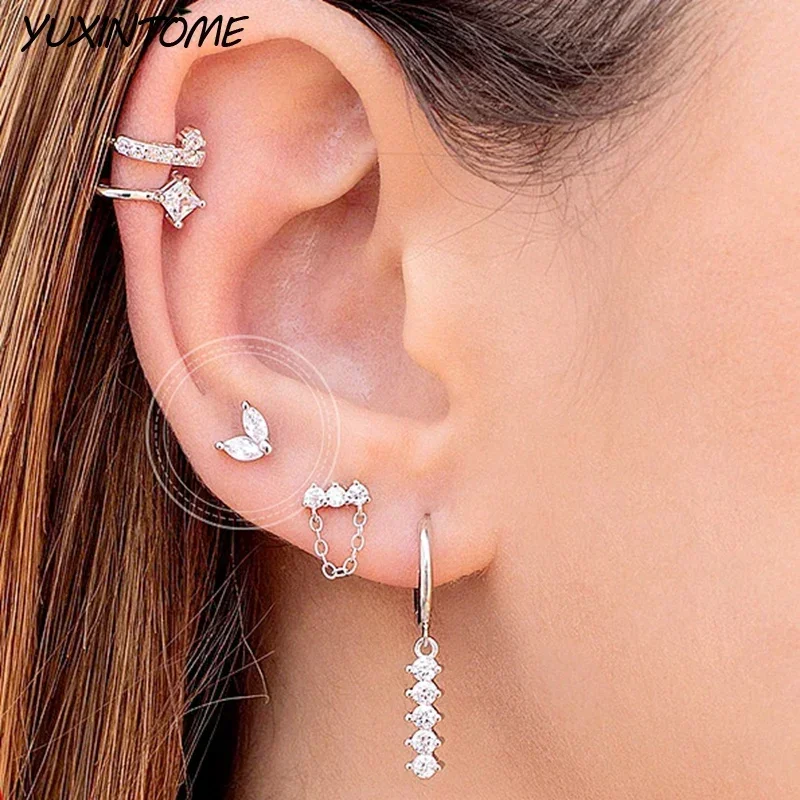 925 Sterling Silver Needle Punk Silver Series Small Hoop Earrings for Women 24K Gold Earrings Trend Jewelry Ear Accessories