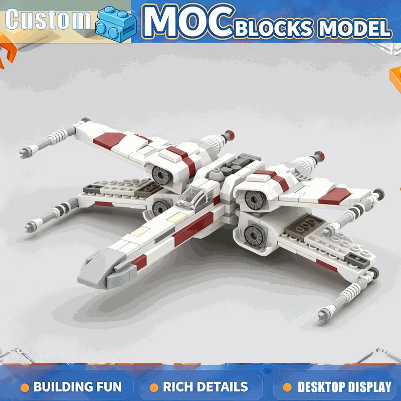 384 Parts MOC Space Fighter With Wings Model Building Blocks Set DIY Assembly Creative Educational Toy Collection Display Gifts