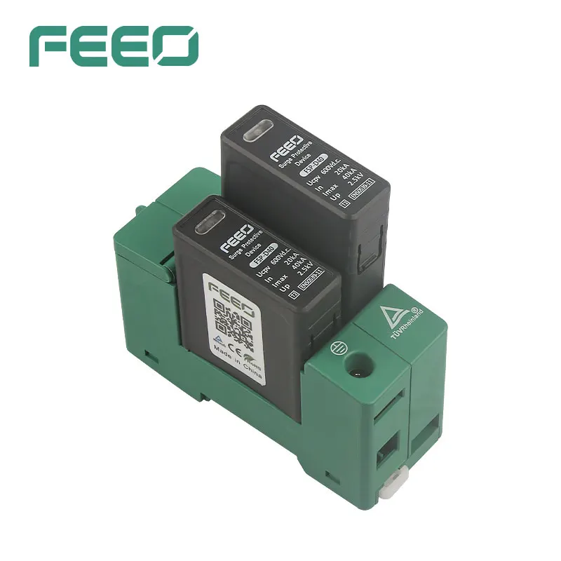 FEEO DC SPD 2P 600V 800V 20KA ~ 40KA Din Rail Dispositivi di protezione per energia solare esterna Protezioni contro le sovratensioni Elettrico