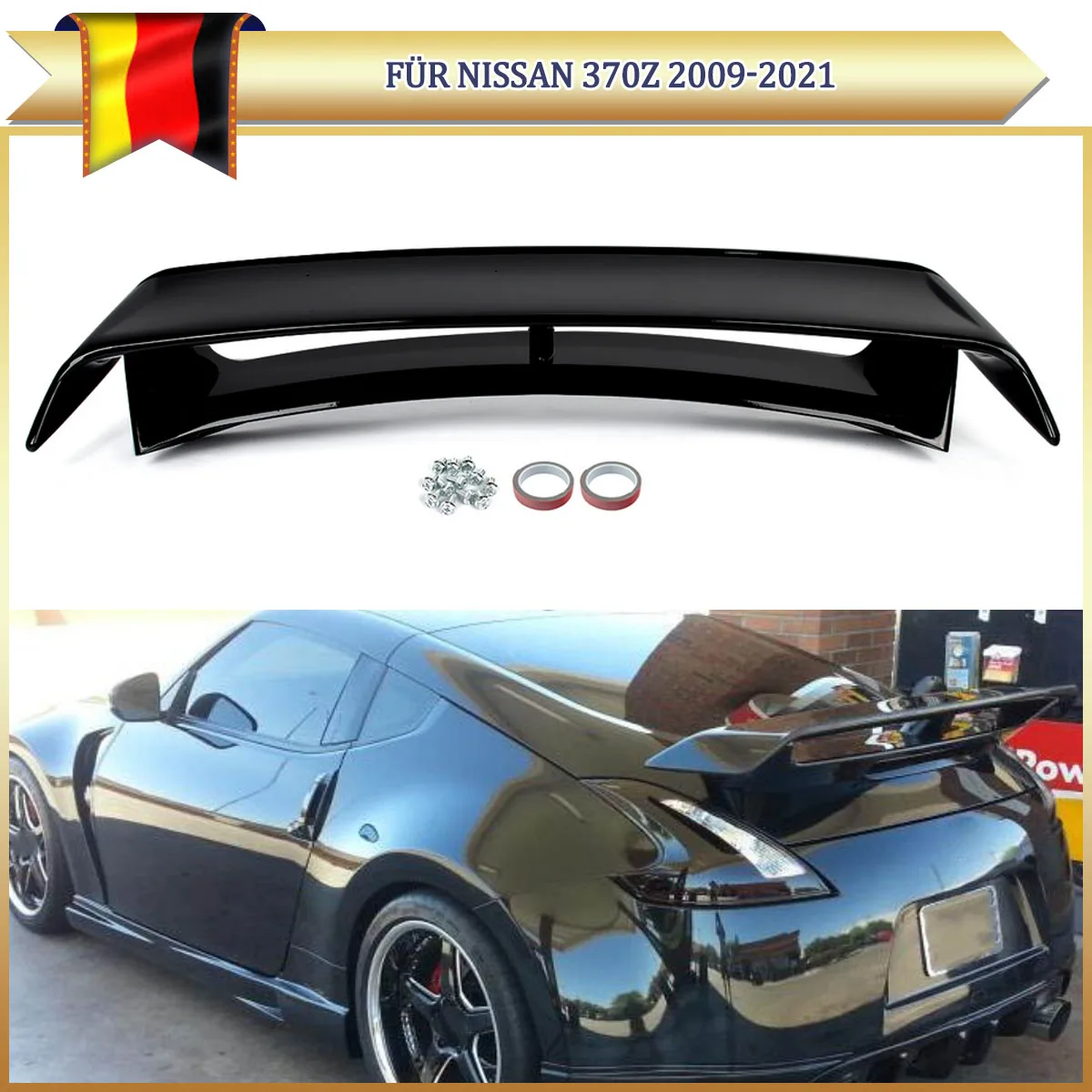 Heckspoiler Splitter Flügel Lippe Außenverkleidung Glanzschwarz für Nissan 370Z Z34 Coupé 2009-2021 Nismo Style Bodykits Ersatz ABS