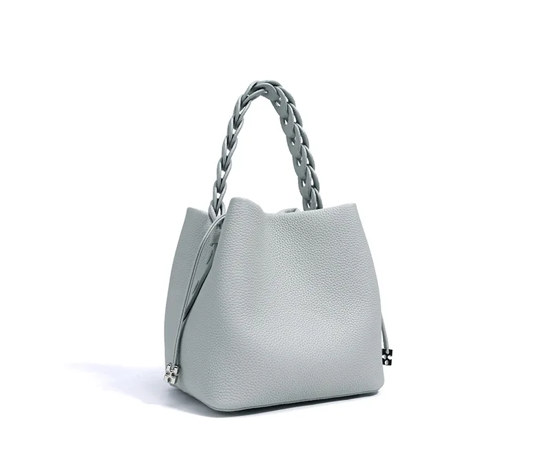 Damen Bucket Bag aus 100% Echtleder, Crossbody Schultertasche, Modische Designer-Shopper-Tasche, Trendige Marken-Handtasche – Detail 26
