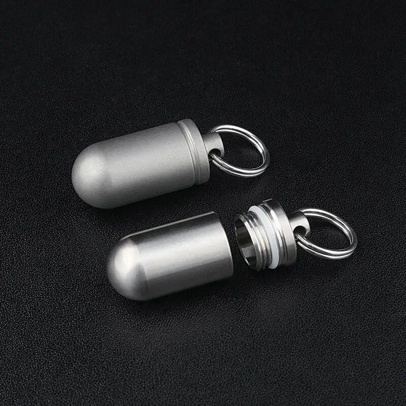FEGVE Mini Titanium Waterproof Box Sealed Storage Tank Outdoor Pill Container EDC