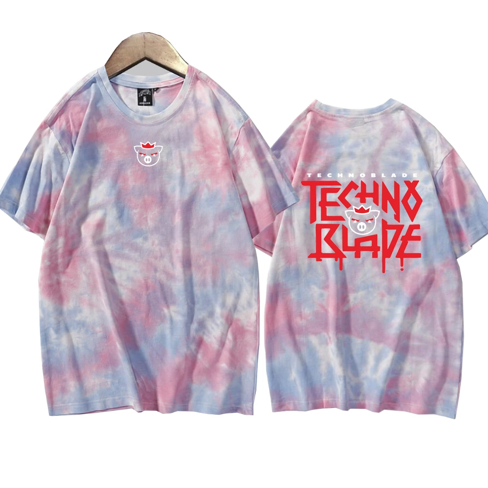 Hot Technoblade Dream Smp Print Tie Dye T Shirt Man Woman T Shirts Short Sleeve Tees Shirts for Men Women