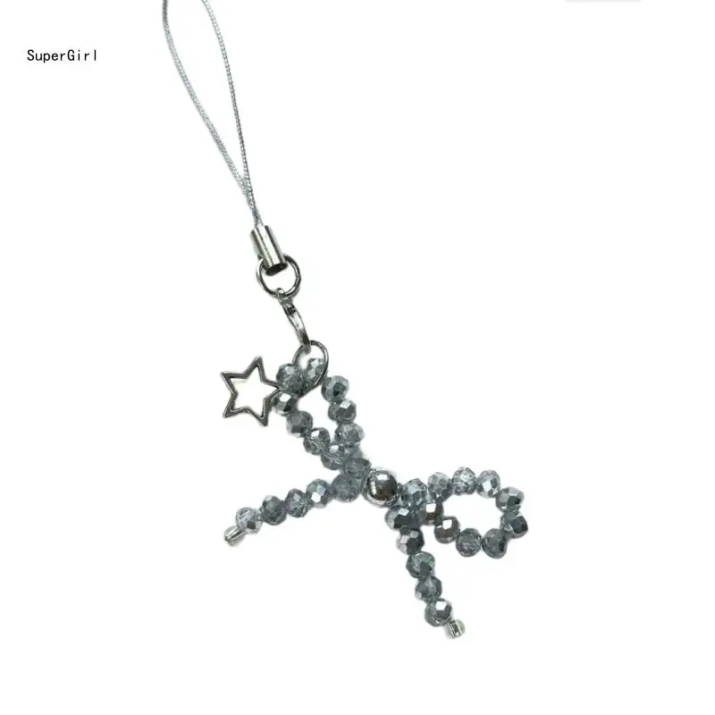 Шикарная цепочка для мобильного телефона с бантиком и кристаллами, стильная подвеска для мобильного телефона Bwoknot с и бисером