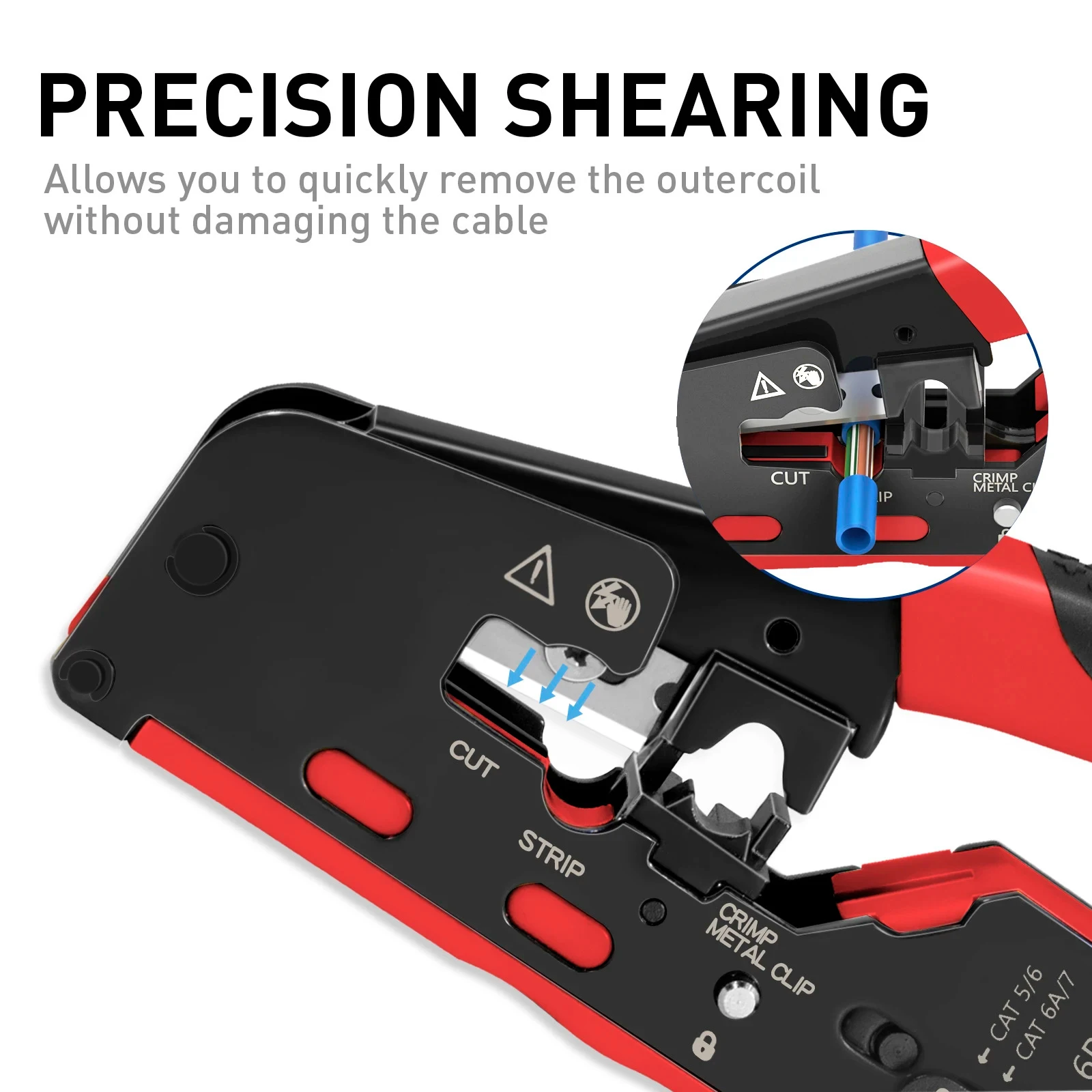 KEBIDUMEI RJ45 Crimp Tool compatible for Cat7/6a/6/5e Ethernet Cable with Cut/Strip Network Connector Wire Stripper Wire Tool