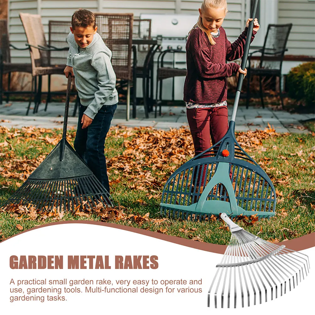 

2pcs Telescopic Rake Stainless Steel Long Handle Garden Tool Heavy Duty Rake Lawn Leaf Yard Tools Narrow Strength