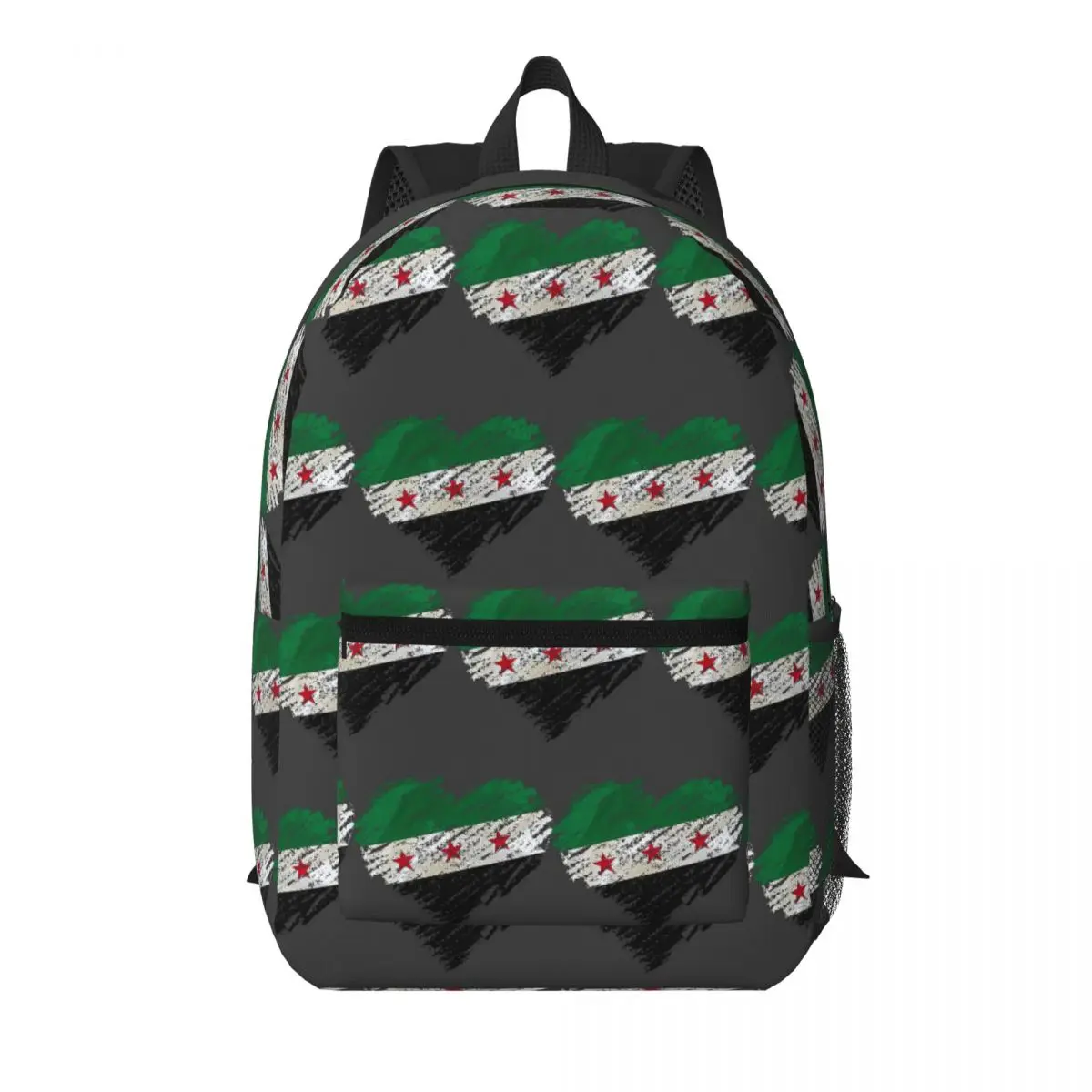 Scribble I Love Syria Independence Flag Student Backpack School Bag Hiking Travel Daypack for Men Women Bookbag Shoulder Bags
