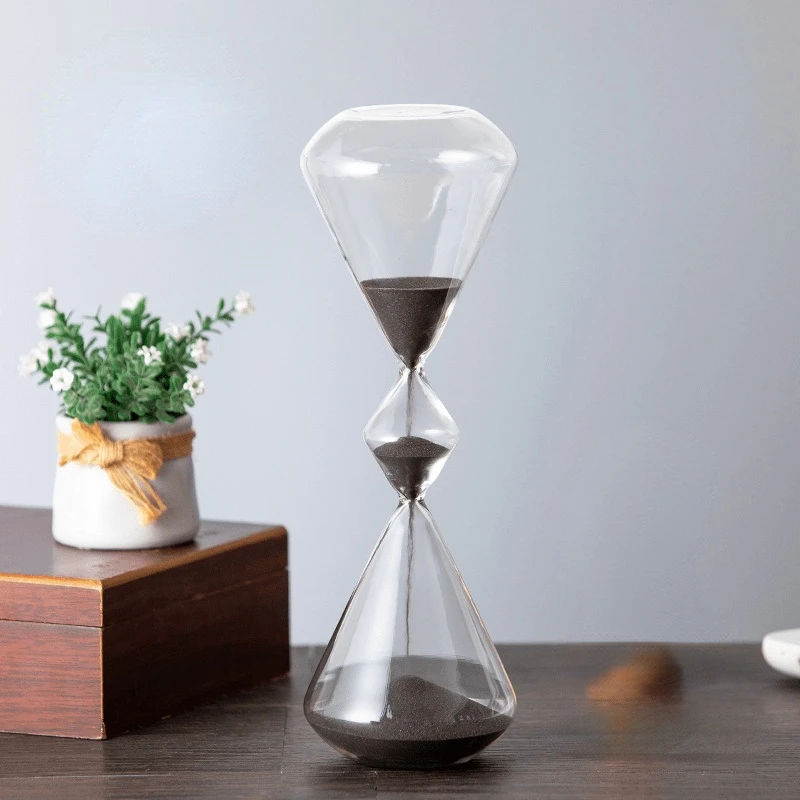 Unique 3-Layer Glass Hourglass Christmas Decor Gifts Dynamic Sand Ceremony Caixa De Areia Bureau Enfant Timer Black Clock