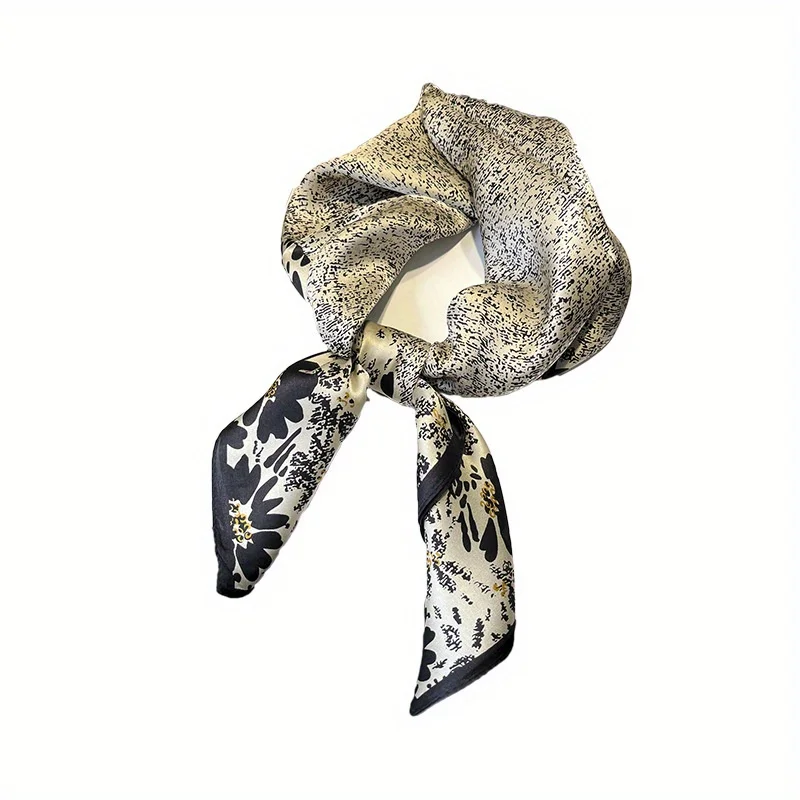 New 70cm square scarf thin Japanese and Korean sweet champagne small floral silk scarf headband headgear women