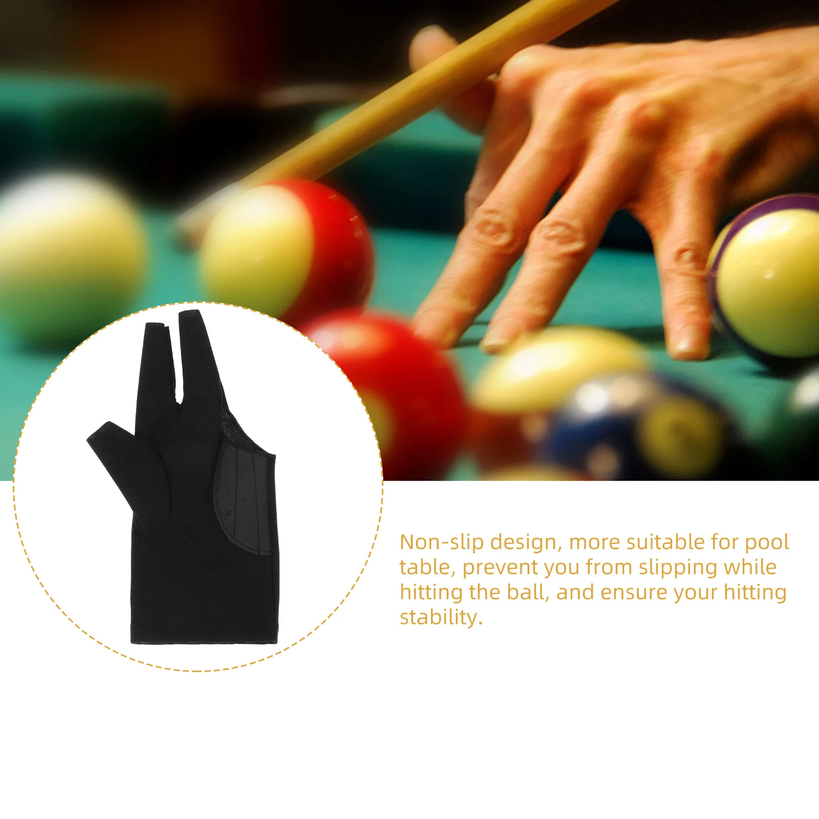 Guantes de billar elásticos de 3 dedos, guantes de tiro para piscina, jugadores de juegos de billar, mano izquierda, 2 uds.