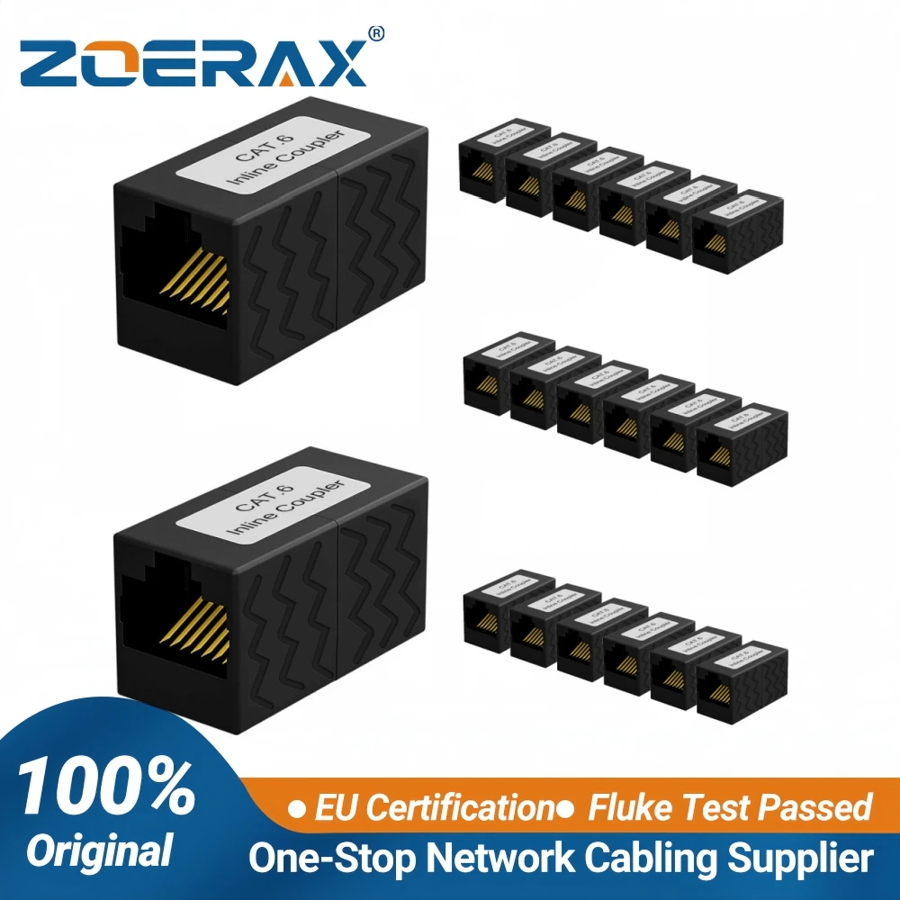 ZoeRax RJ45 Ethernet Coupler Adapter, Female to Female Connector for Cat5E Cat6 Cat7 Network Cable Extender