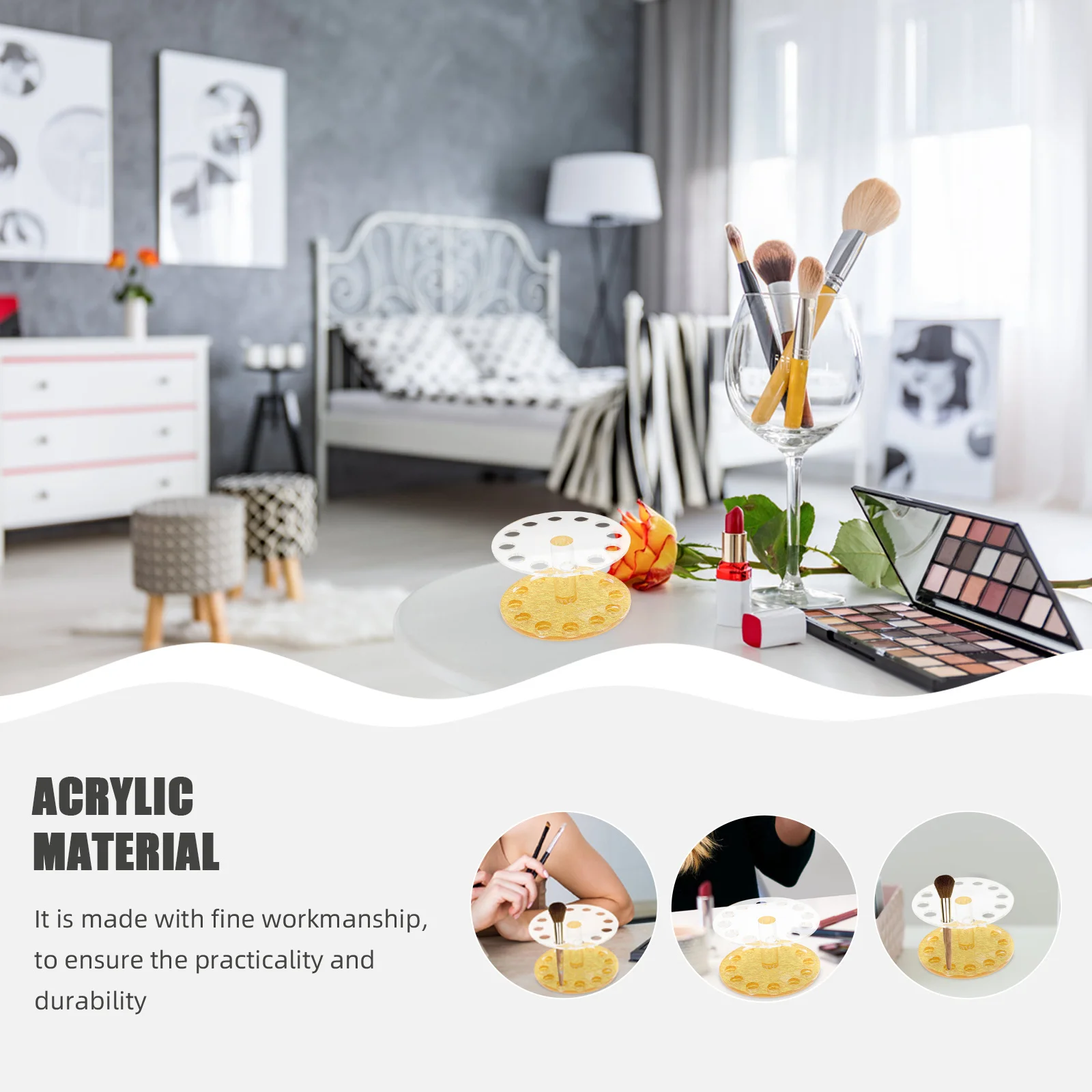 

2 Pcs Flower Painting Pen Holder Heart Shaped Stand Nail Brush Display Acrylic Makeup for Vanity