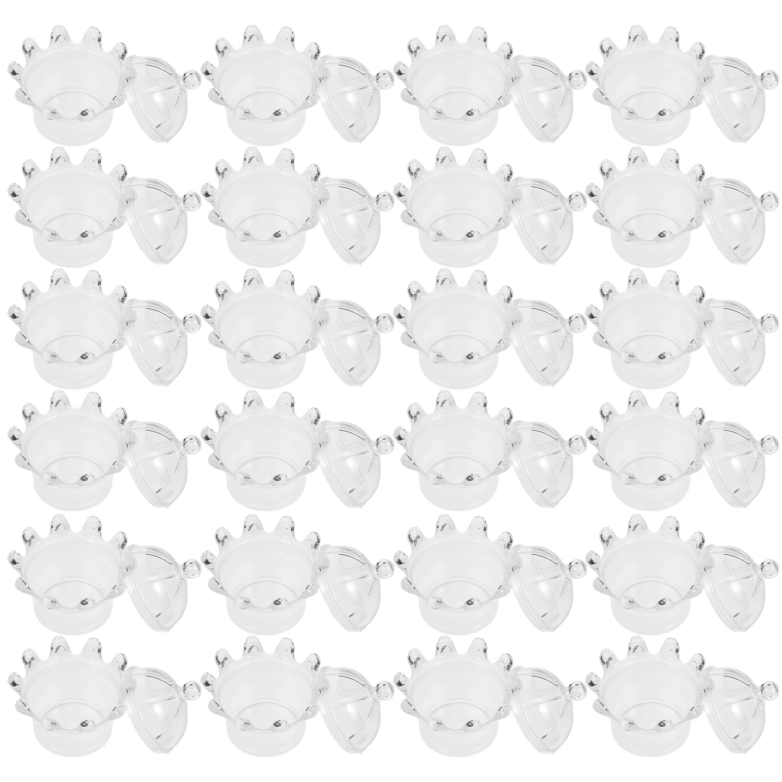 

24pcs Mini Crown Boxes Clear Plastic Candy Box For Wedding Princess Party Decorations Small Favor Containers Treat Packaging