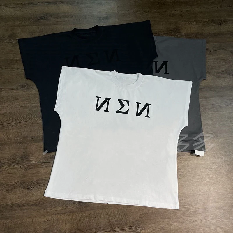 

25SS Integrated Cutting Oversize Charcoal Gray Black White T-Shirt Men Women 1:1 Best Quality Tee Top Vultures YZY Kanye T Shirt