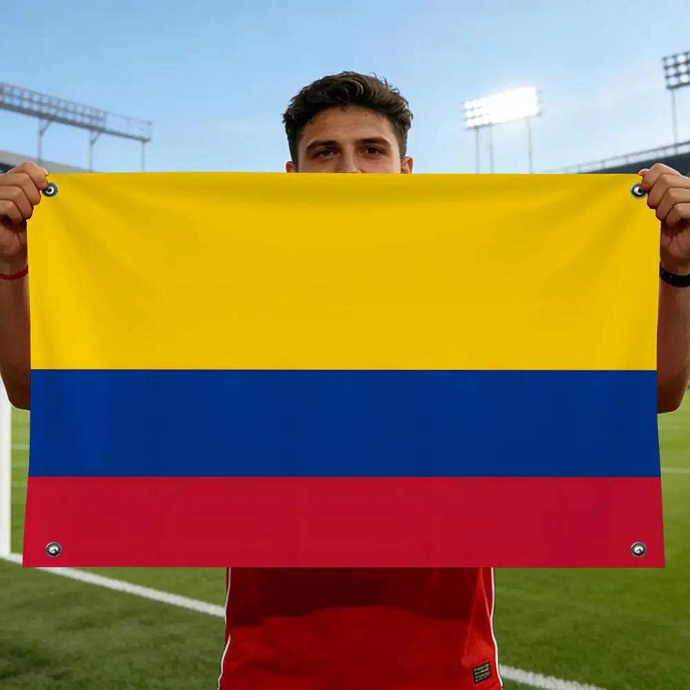 Colombia Flags Horizontal High Density Knitted Fabric European Simple For Durable Outdoor Indoor Use