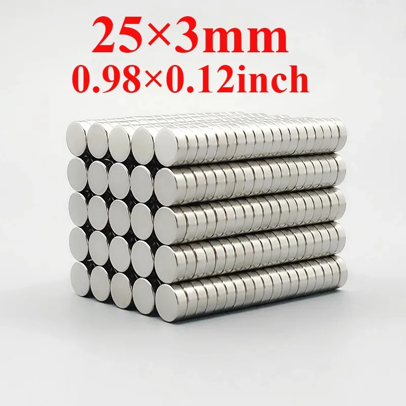 10/50 Pack Neodymium Rare Earth Magnets 25x3mm Circular Metal Sturdy Small Disk Refrigerator Magnets for Tools And Crafts